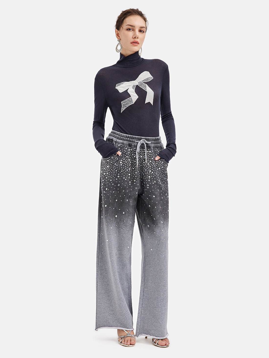 Gradient Crystal Stars Knit Pants