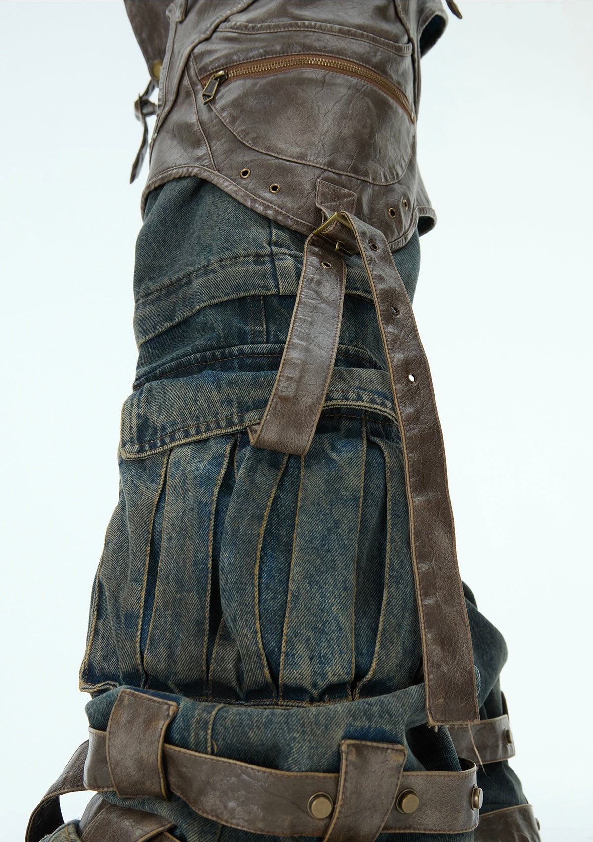 Detachable Splicing Leg Belt Heavyweight Denim Pants