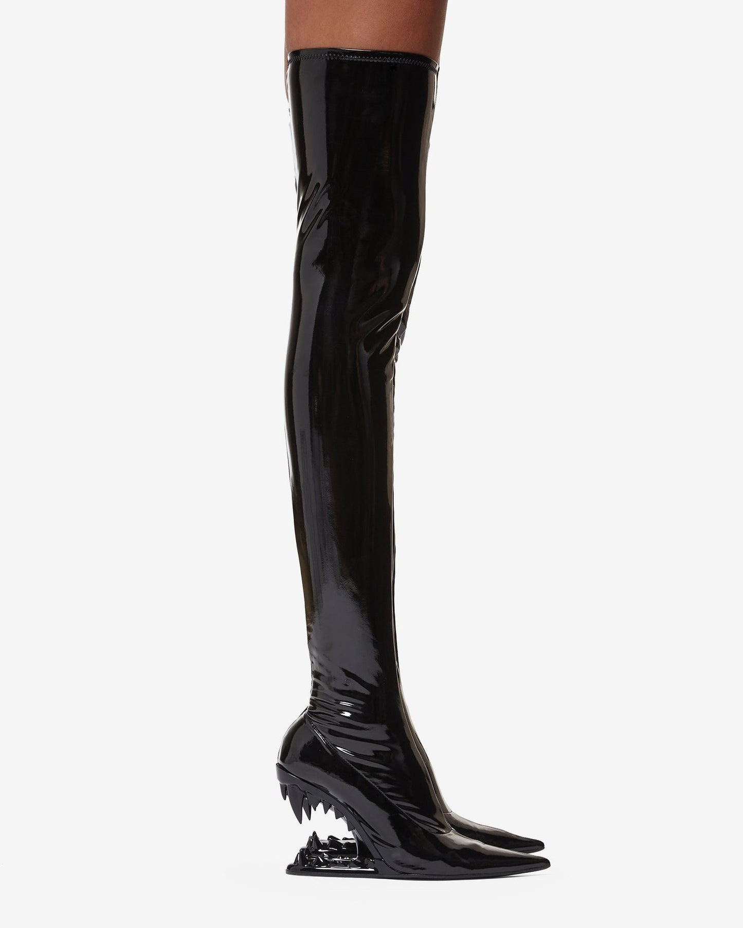 Monster Bite Leather High-Heel Knee-Length Boots