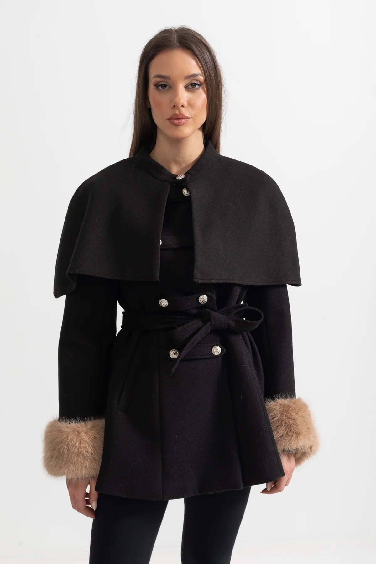 Vintage Old Money Chic Cape Wool Coat