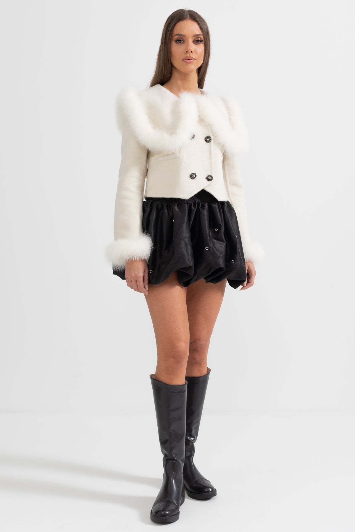 Woolen Fur Collar Coat Jacket