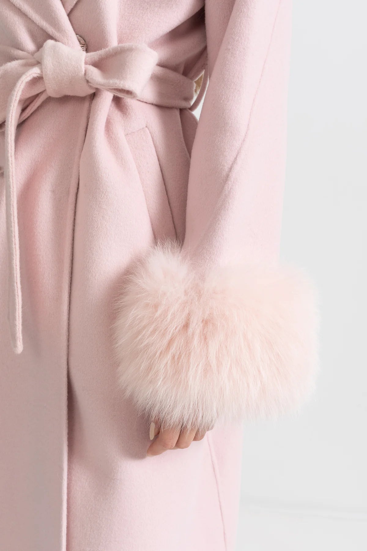 Cashmere Wool Fox Fur Crystal Embroidered Coat