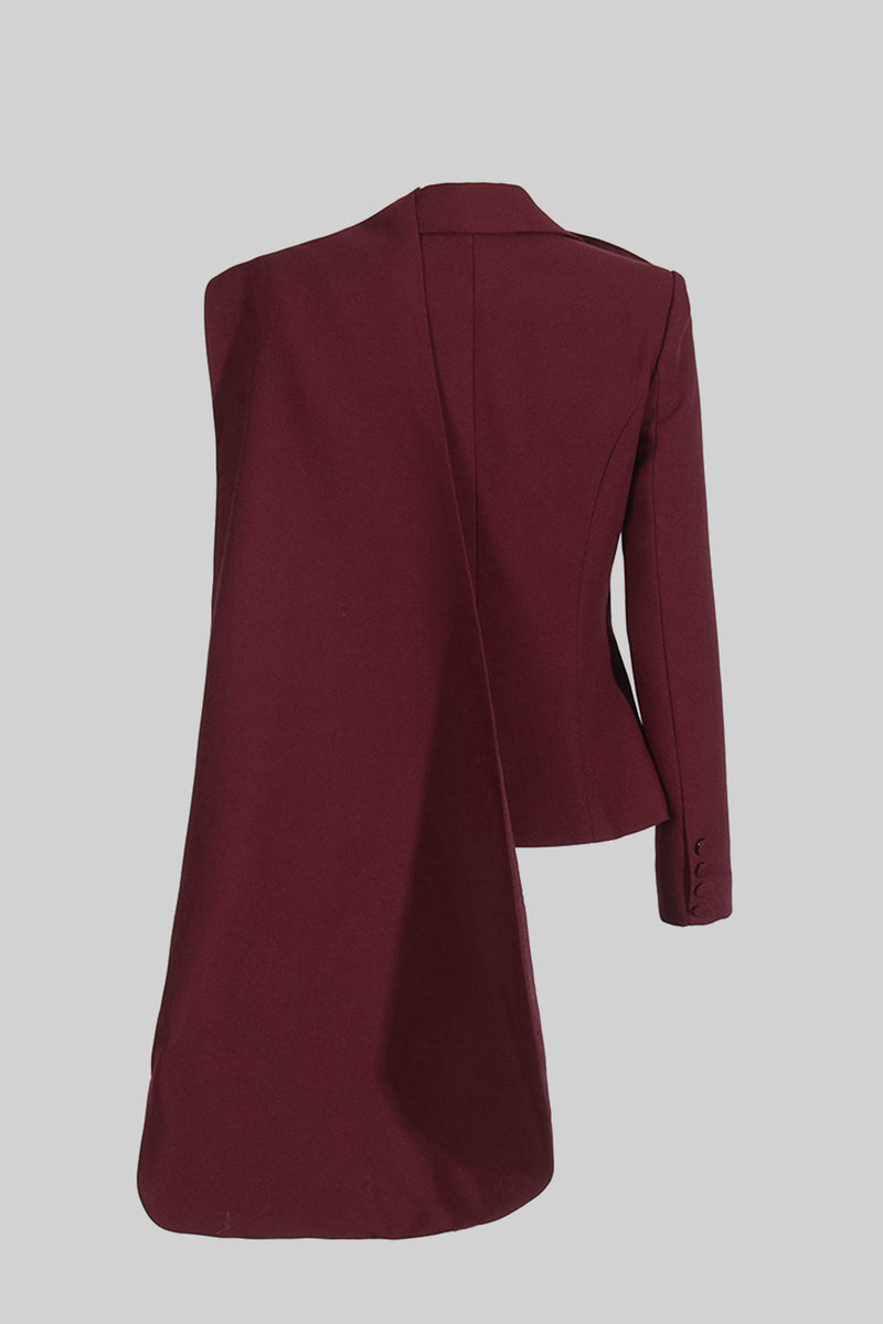 Burgundy Shawl Cape Blazer