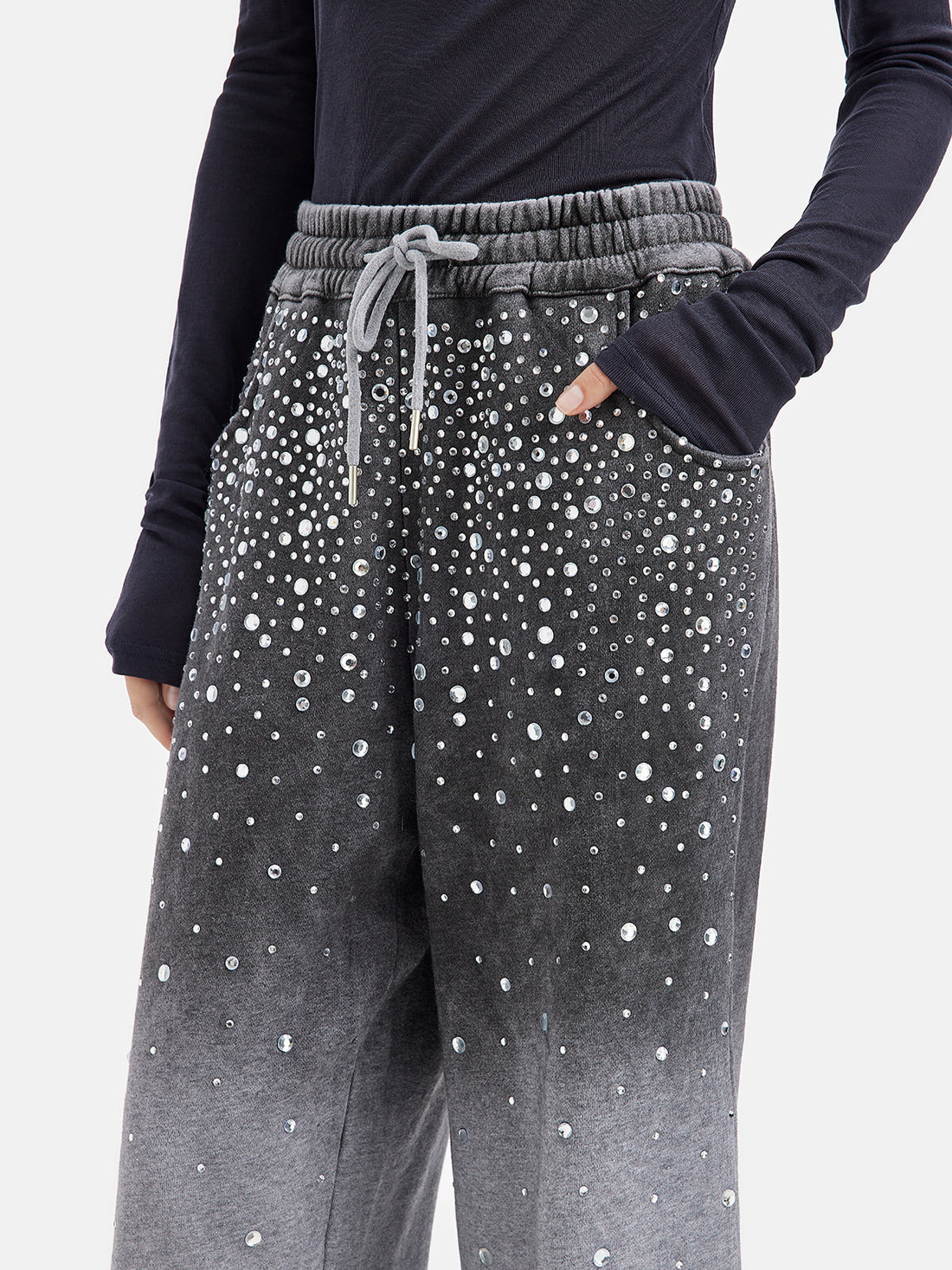 Gradient Crystal Stars Knit Pants