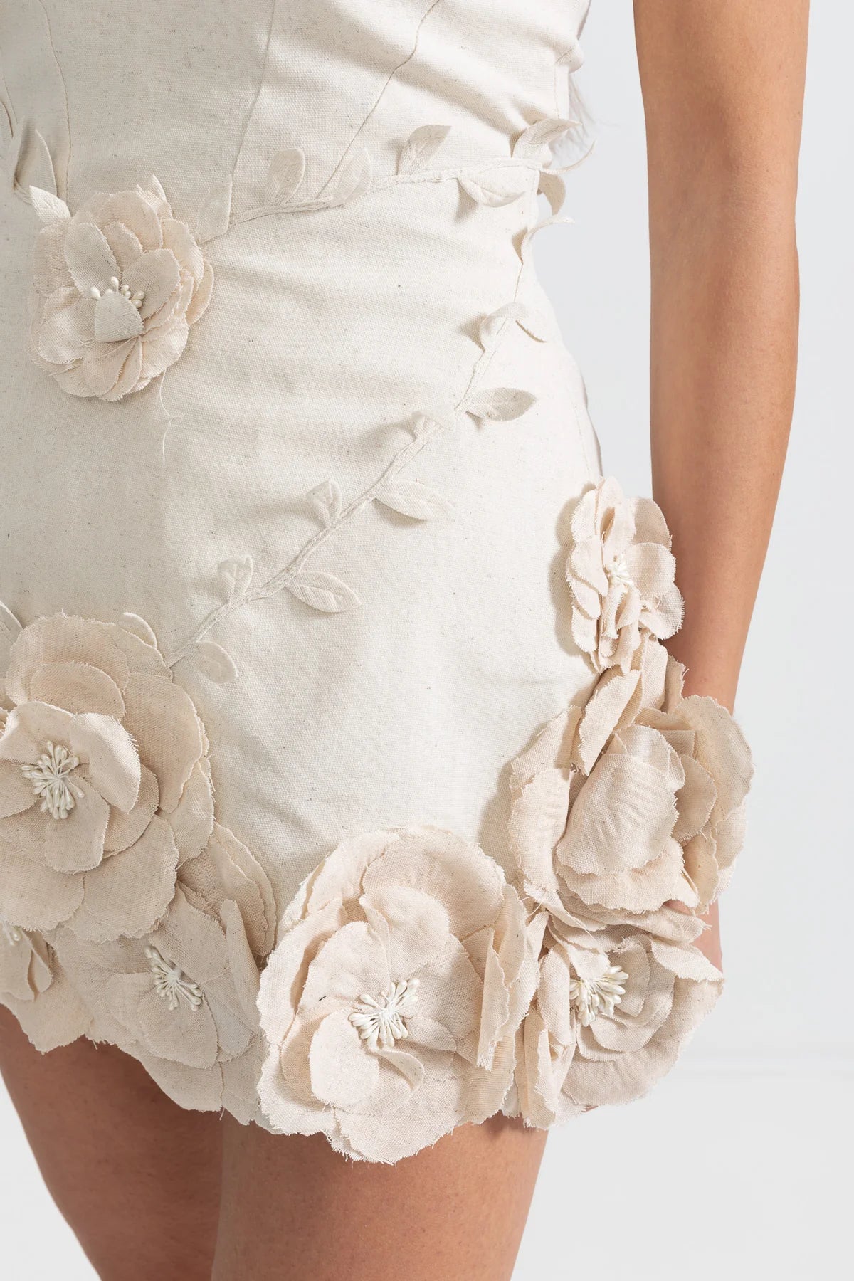 Strapless Floral Appliqués Dress