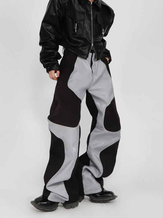 Venom Swirl Contrast Leather Pants