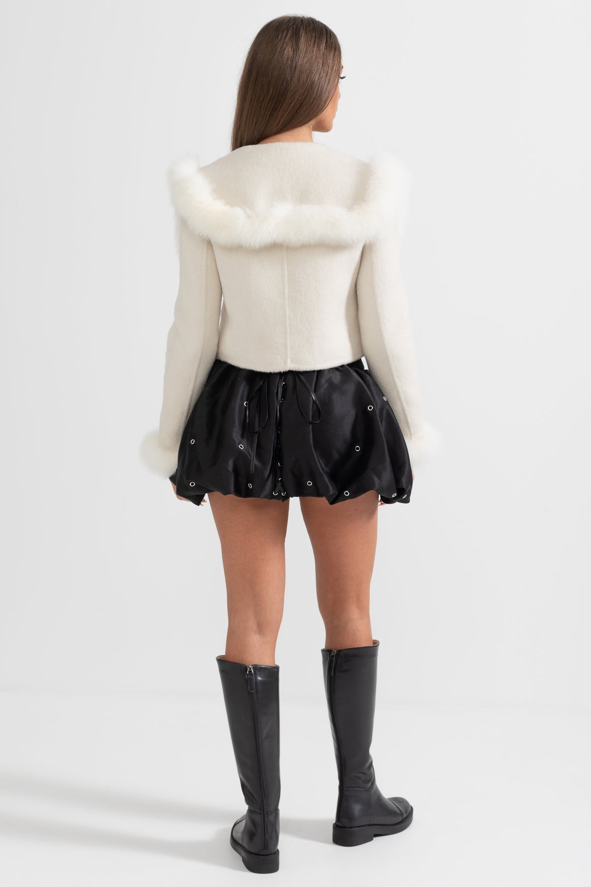 Woolen Fur Collar Coat Jacket