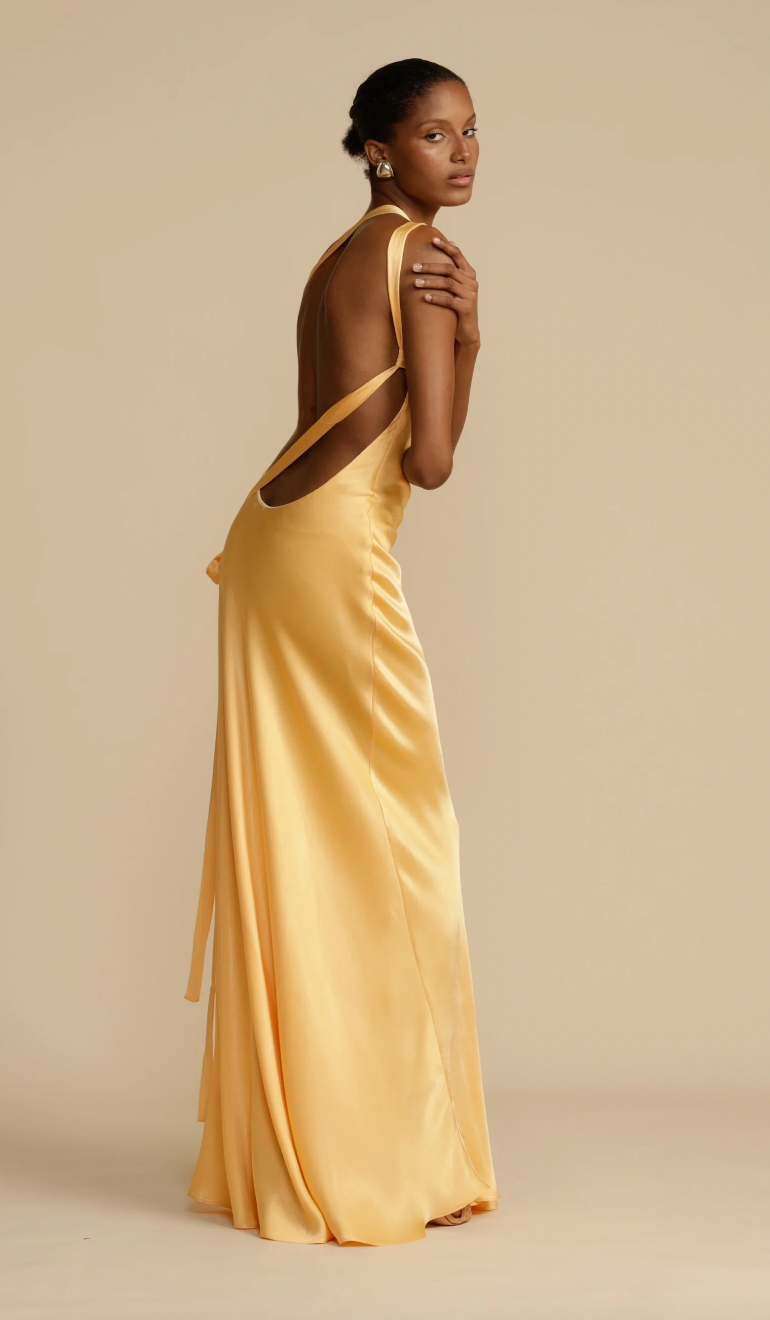 Silk Backless Strap Maxi Dress