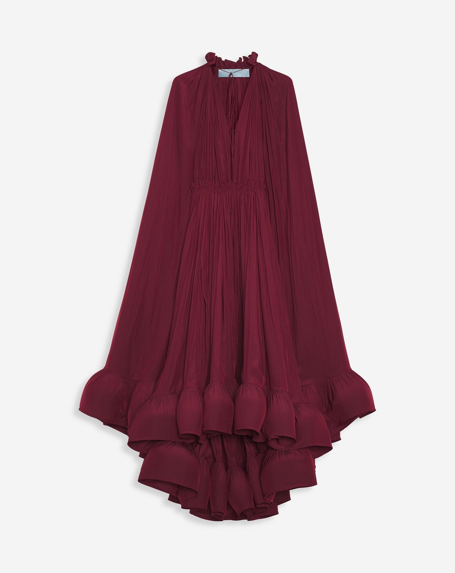 Cape Ruffled Tie Details Crepe Dress