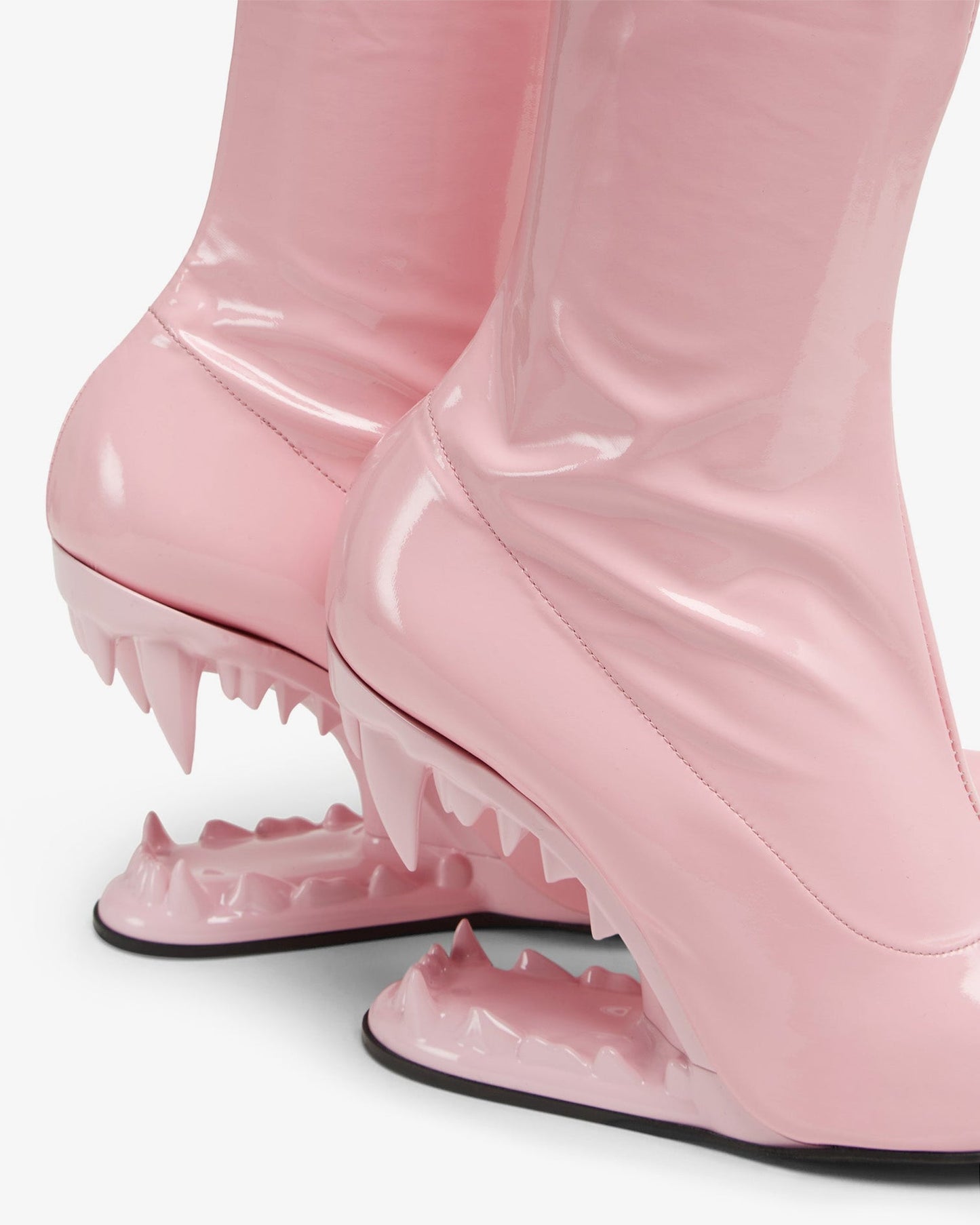 Monster Bite Leather High-Heel Wide Boots