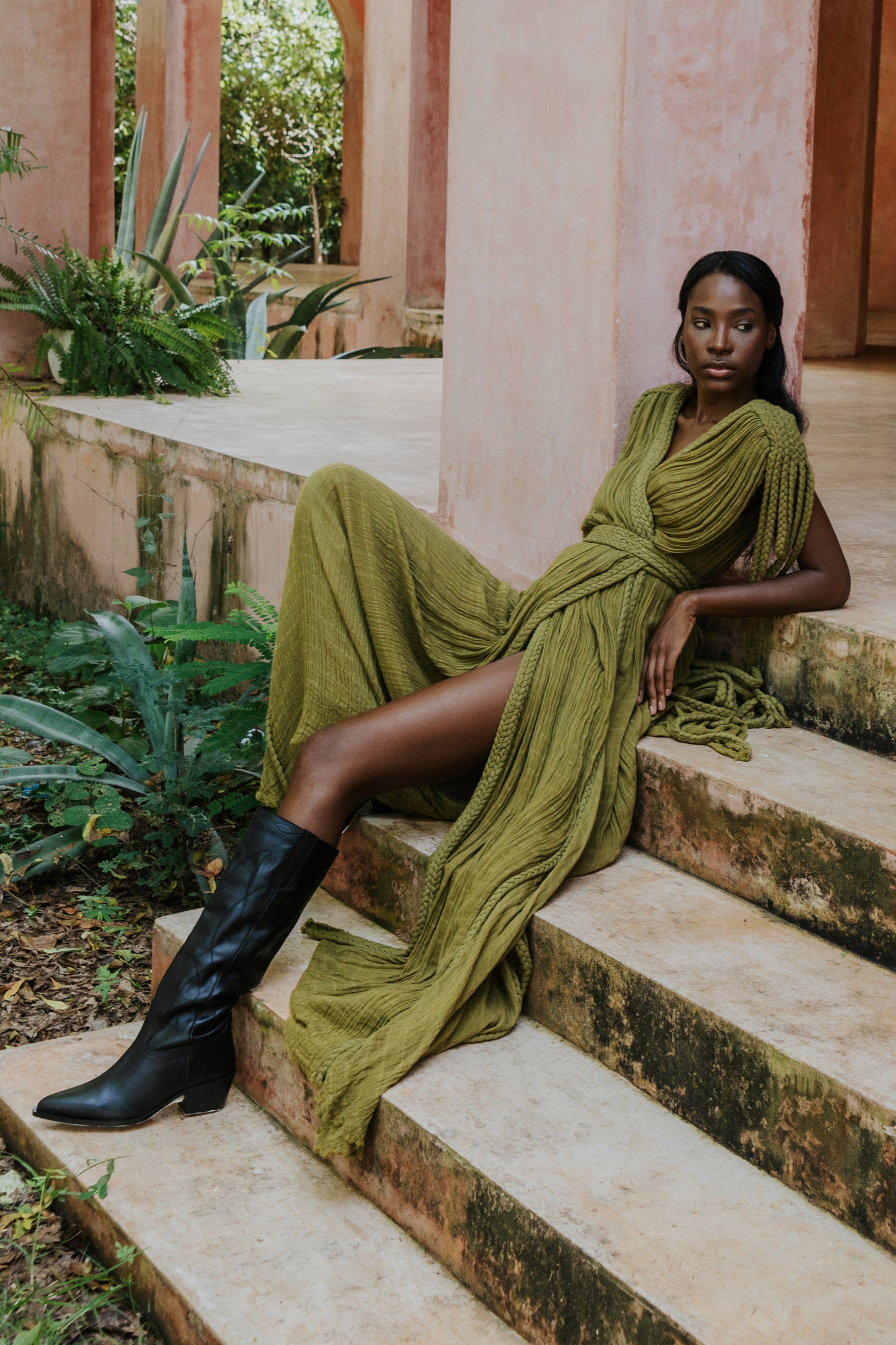 Bohemian Hand-Braided Wrap Dress