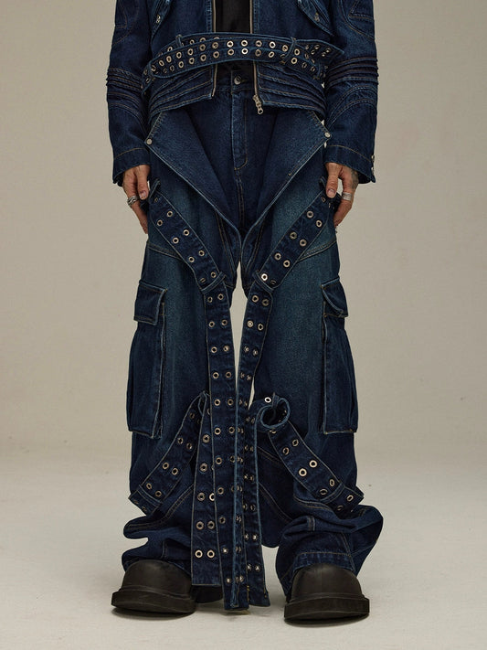 Heavyduty Belted Denim Cargo Jeans