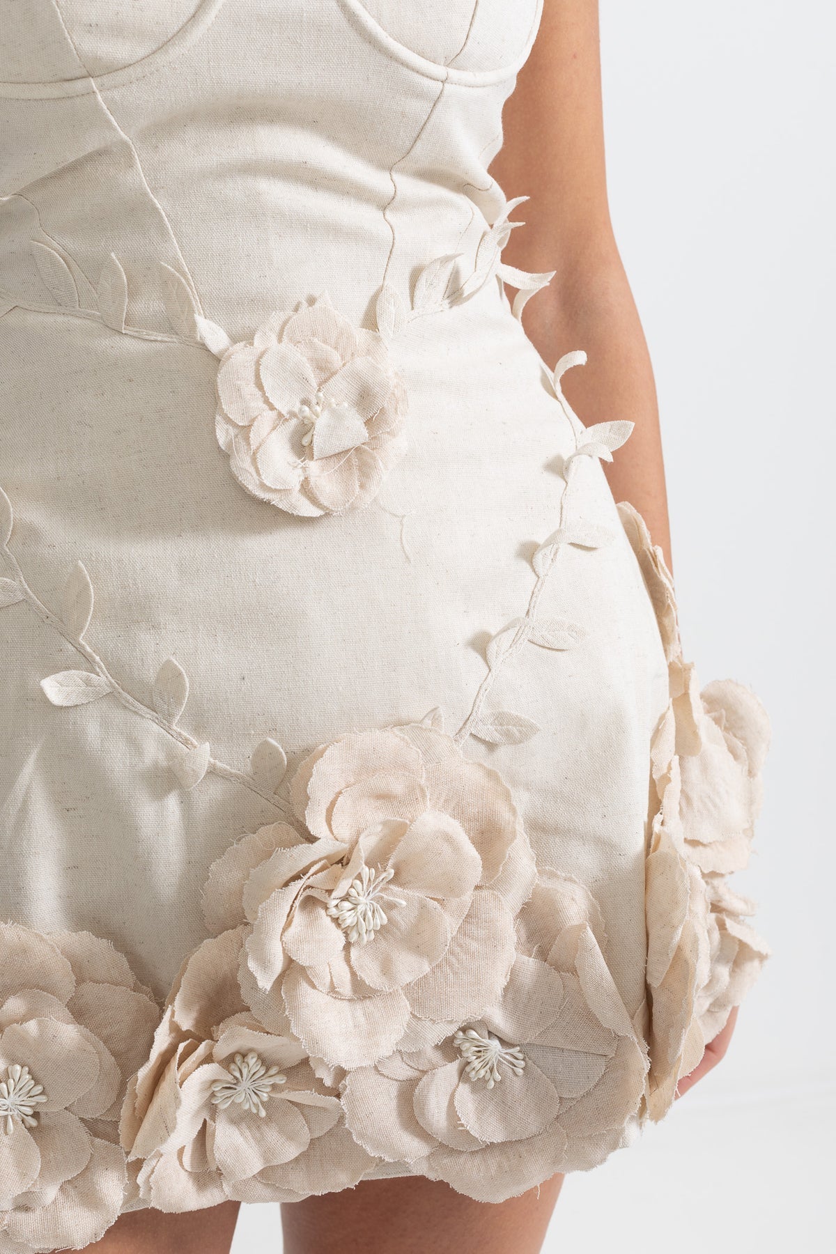 Strapless Floral Appliqués Dress