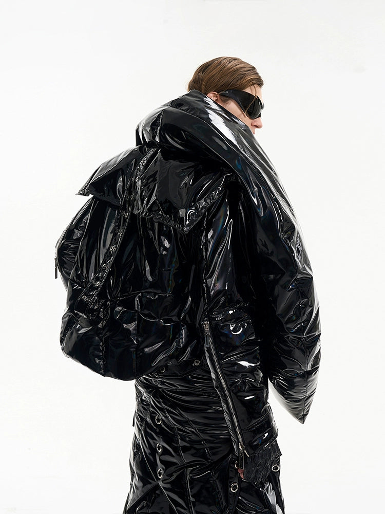 Asymmetric Glossy Heavyweight Thick Duck Down Jacket and Pant