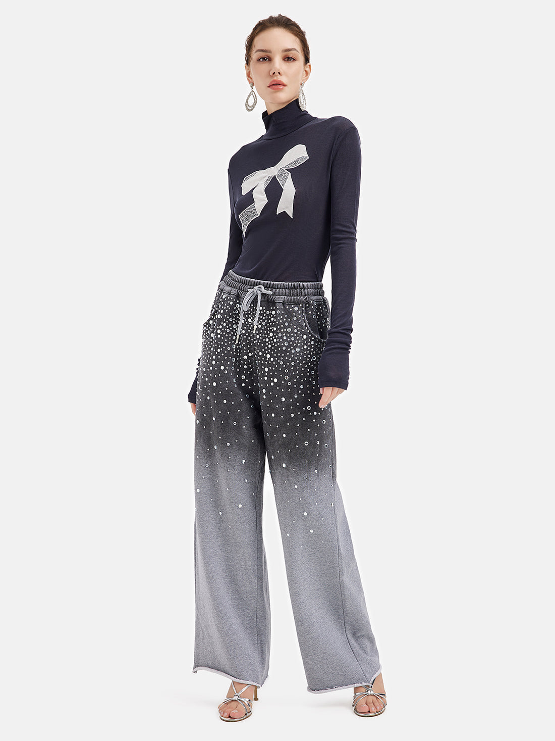 Gradient Crystal Stars Knit Pants