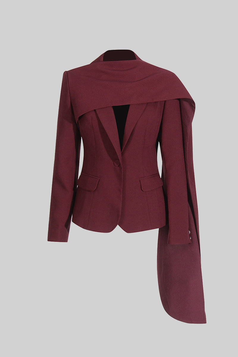 Burgundy Shawl Cape Blazer