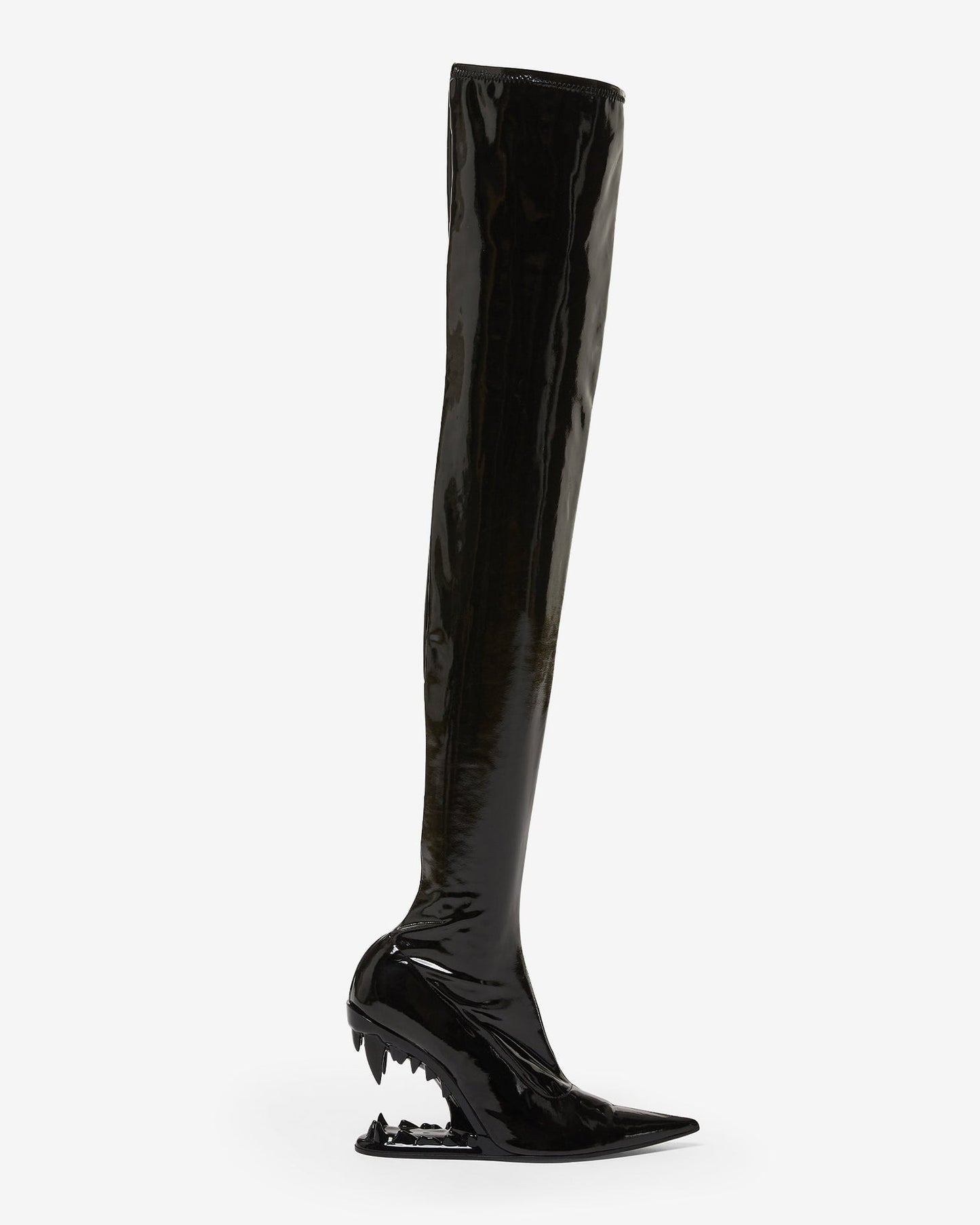 Monster Bite Leather High-Heel Knee-Length Boots