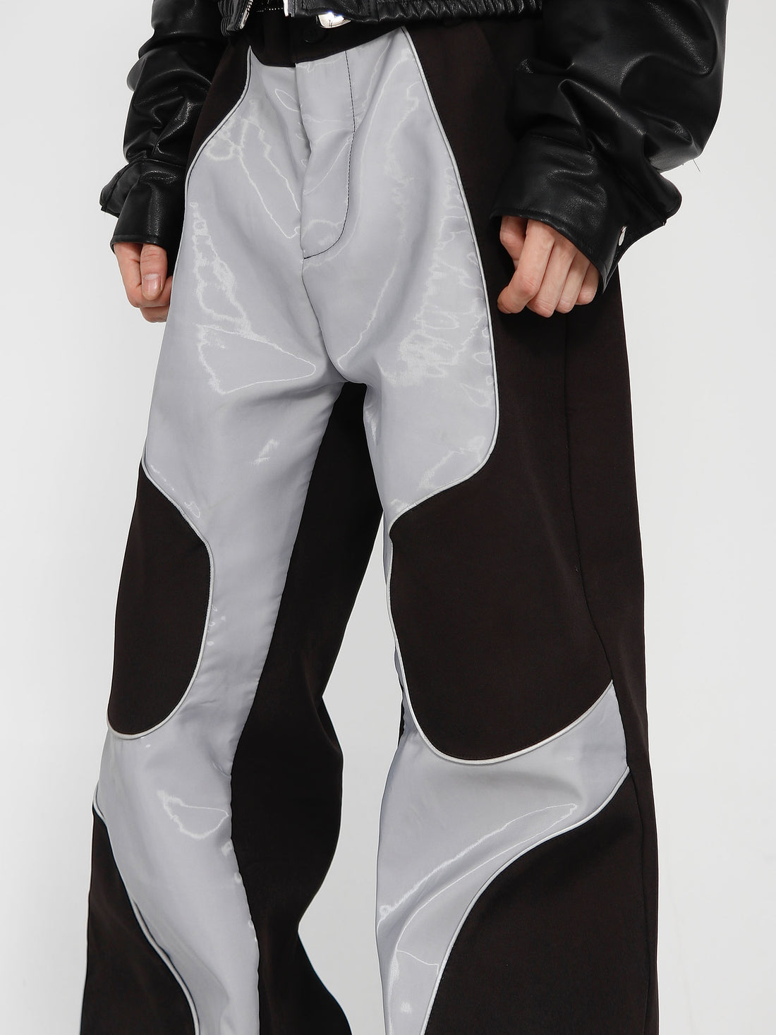 Venom Swirl Contrast Leather Pants