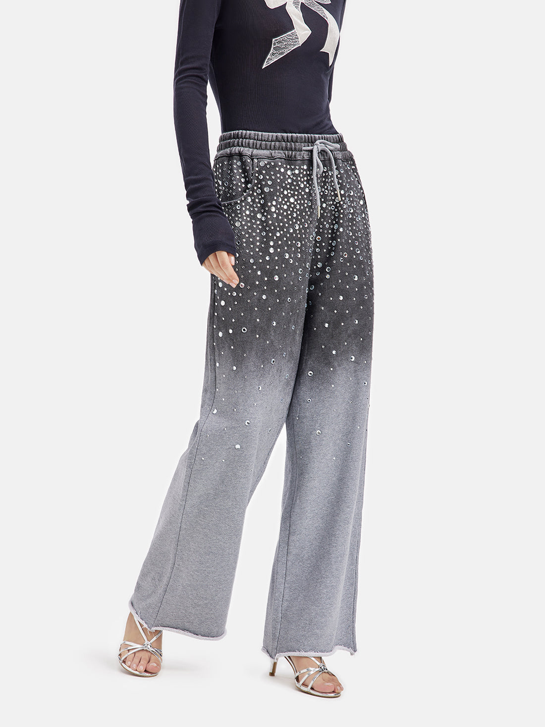 Gradient Crystal Stars Knit Pants