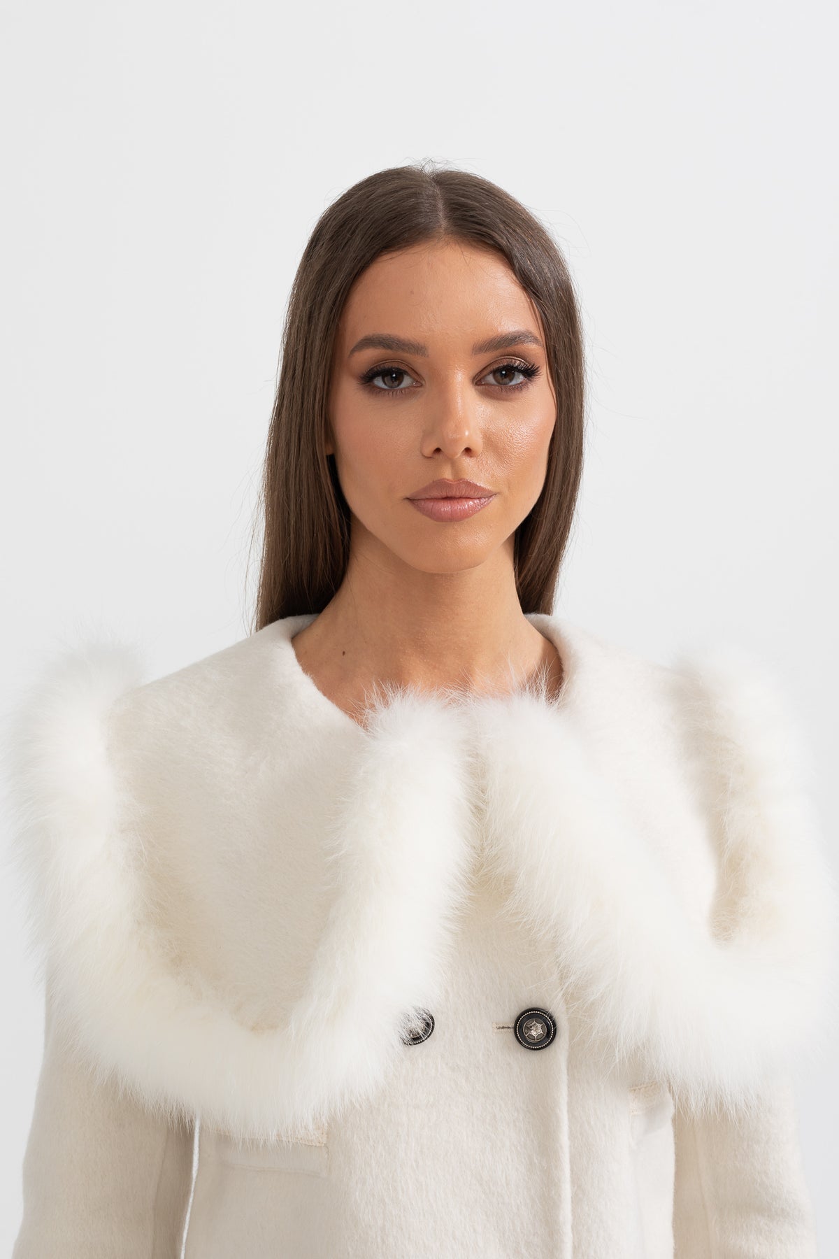 Woolen Fur Collar Coat Jacket