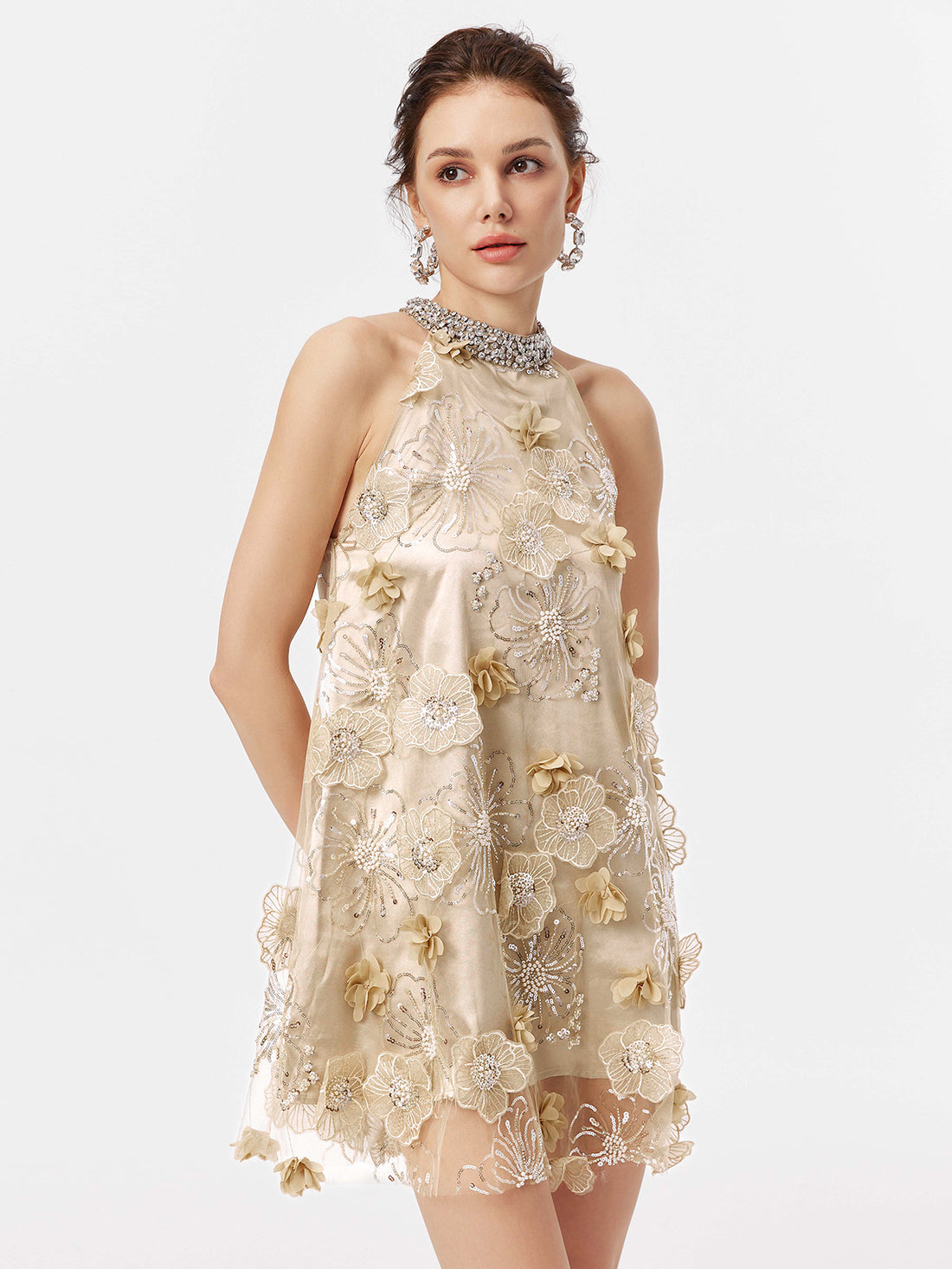 Crystal Flower Embellished Dress