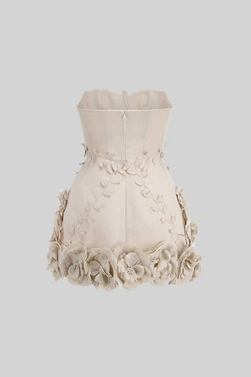 Strapless Floral Appliqués Dress