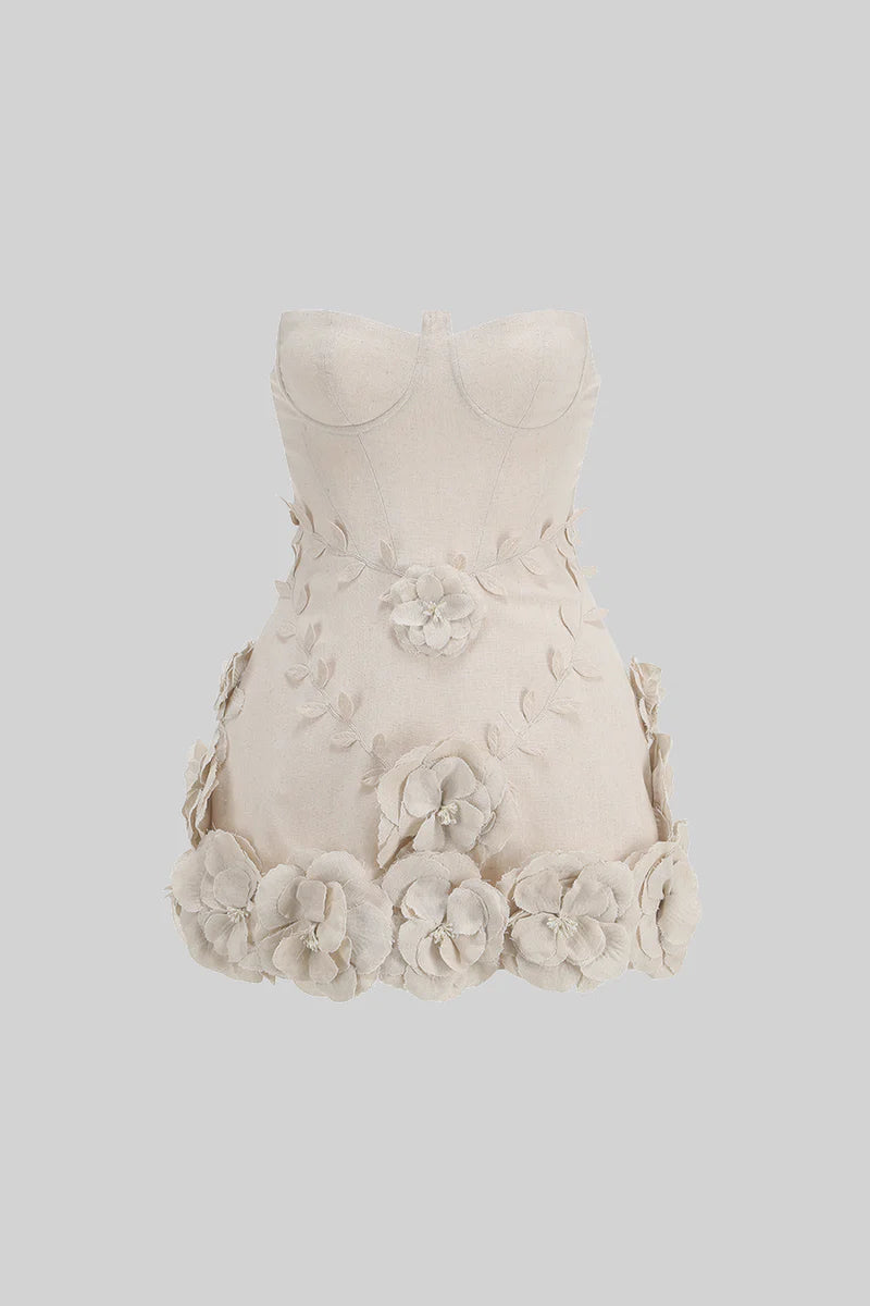 Strapless Floral Appliqués Dress